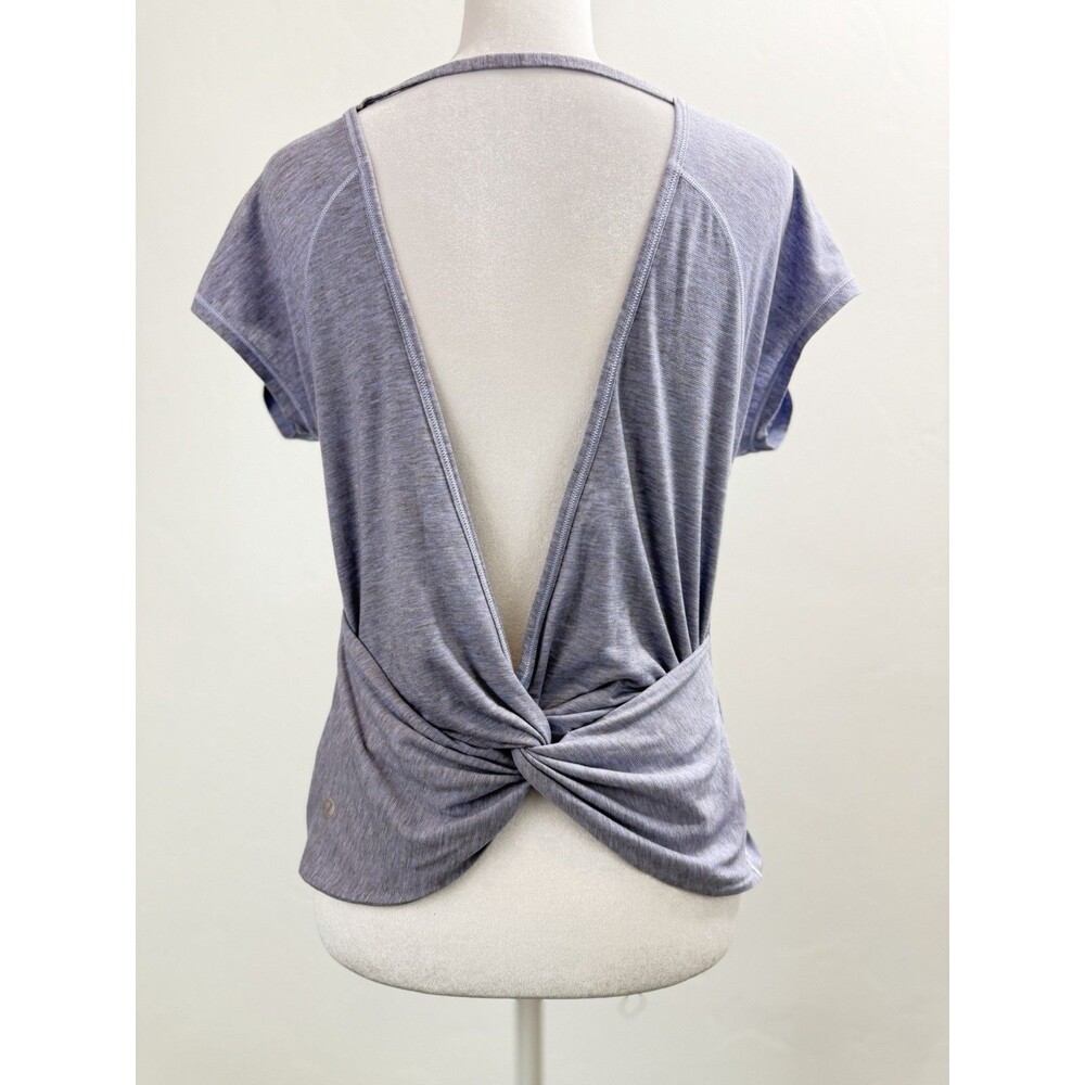Lululemon Open Back Twist Short Sleeve Top Womens Gray Yoga Athletic Tee